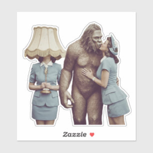 Vintage Lady Kissing Sasquatch