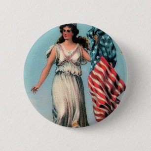 Vintage Lady Liberty 6 Cm Round Badge