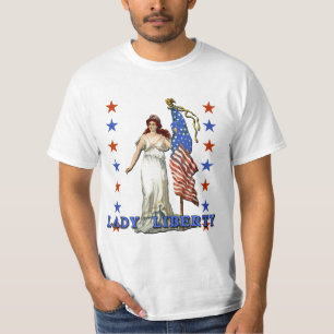 Vintage Lady Liberty with American Flag T-Shirt