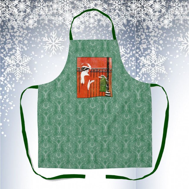 Vintage Lady mailing Christmas cards Apron (Creator Uploaded)
