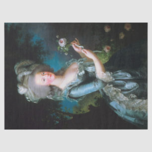 Vintage Lady Marie Antoinette Pink Rose Decoupage Tissue Paper