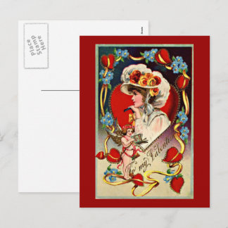 Vintage Lady My Valentine Postcard