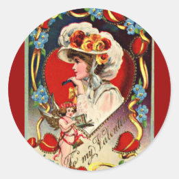 Vintage Lady My Valentine Round Sticker