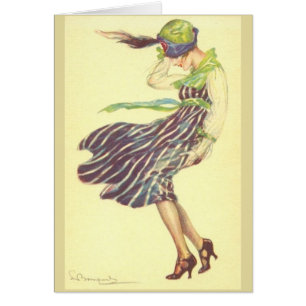 Vintage Lady on a Windy Day,