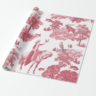 Vintage Lady on Horseback with Falcon in Woodland Wrapping Paper