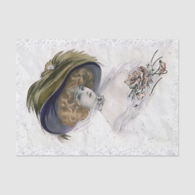 Vintage Lady Portrait Decoupage Tissue Paper (Front)