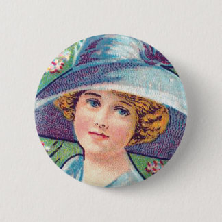 Vintage Lady with Hat 6 Cm Round Badge