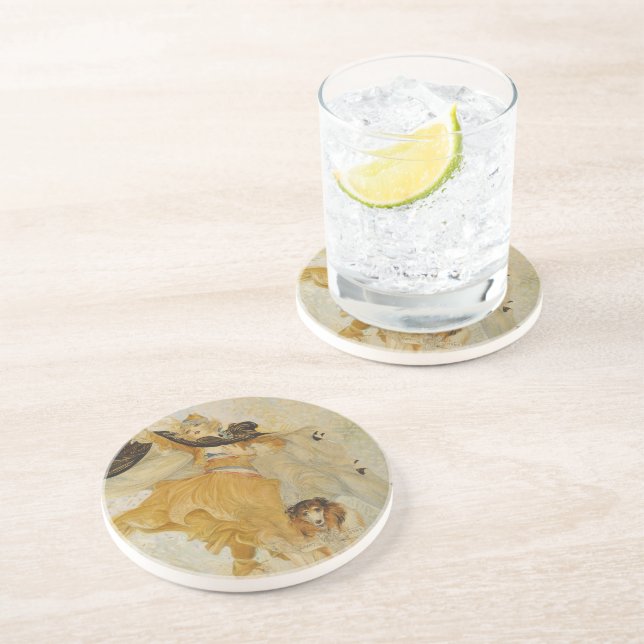 Vintage Lady with her Dog Coasters (Side)