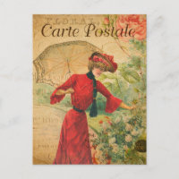 Vintage Lady Woman Fashion with Umbrella French