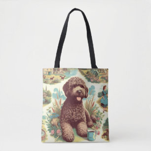 Vintage Lagotto Romagnolo Illustration Tote Bag