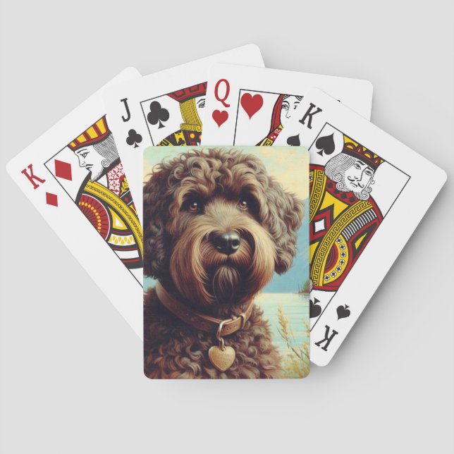 Vintage Lagotto Romagnolo Painting Playing Cards (Back)