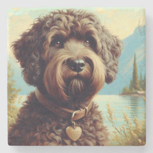 Vintage Lagotto Romagnolo Painting Stone Coaster