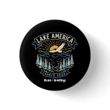 Vintage Lake America Wilderness Art Retro Sunrise