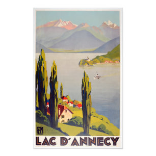 Vintage Lake Annecy France Travel Poster
