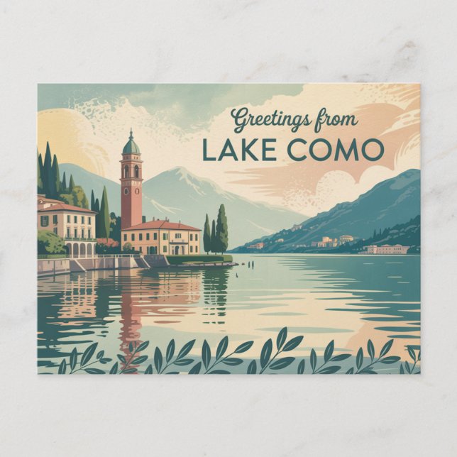 Vintage Lake Como Postcard | Greetings from (Front)