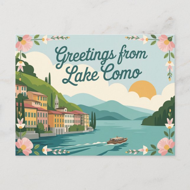 Vintage Lake Como Postcard | Greetings from (Front)