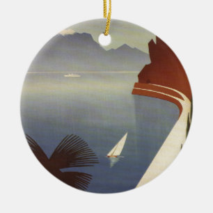 Vintage Lake Garda Riva Torbole Italy Tourism Ceramic Tree Decoration