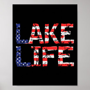 Vintage Lake Life 4th Of July Patriotic  Poster