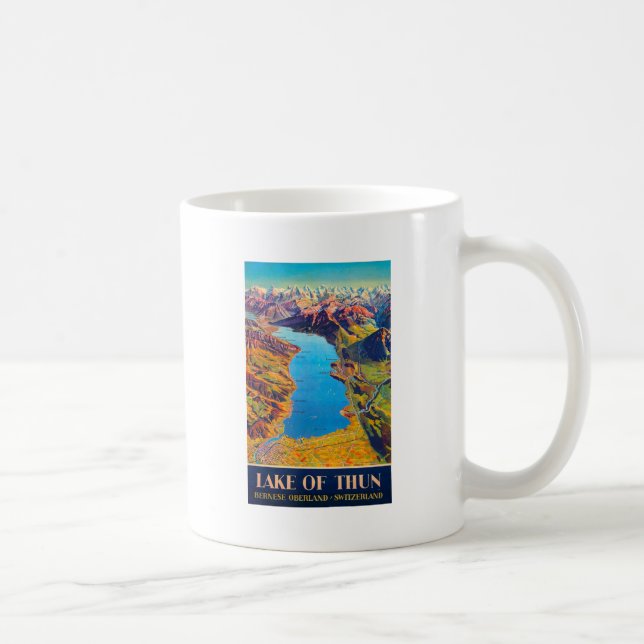 Vintage Lake of Thun Switzerland Travel Coffee Mug (Right)