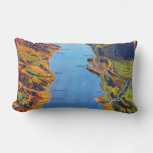 Vintage Lake of Thun Switzerland Travel Lumbar Cushion
