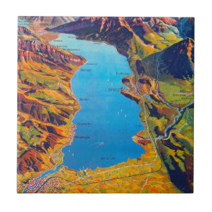 Vintage Lake of Thun Switzerland Travel Tile