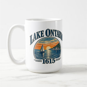 Vintage Lake Ontario 1615 Sunset Sailboat Coffee Mug