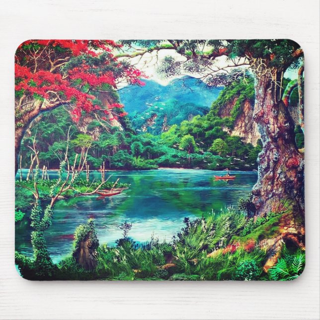 Vintage Lake Painting Mouse Pad (Front)