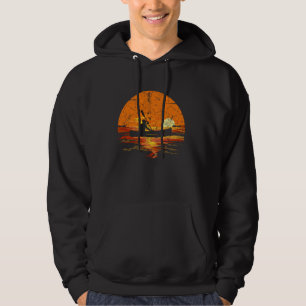 Vintage Lake Sunset Kayak Fishing Kayaking Hoodie