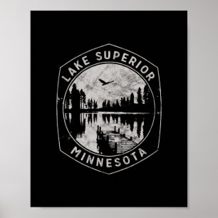 Vintage Lake Superior Minnesota Outdoors Vacation Poster