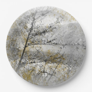 Vintage lakeshore memories aautumn winter season paper plate