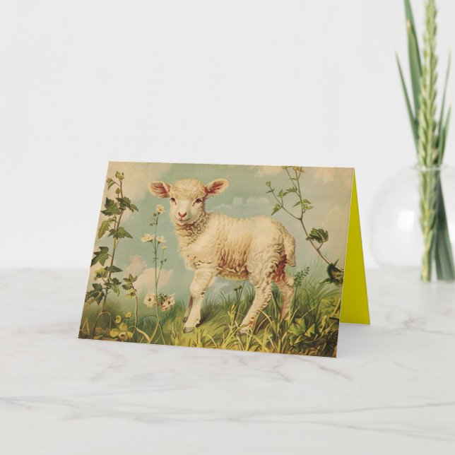 Vintage Lamb Easter Holiday Card (Front)