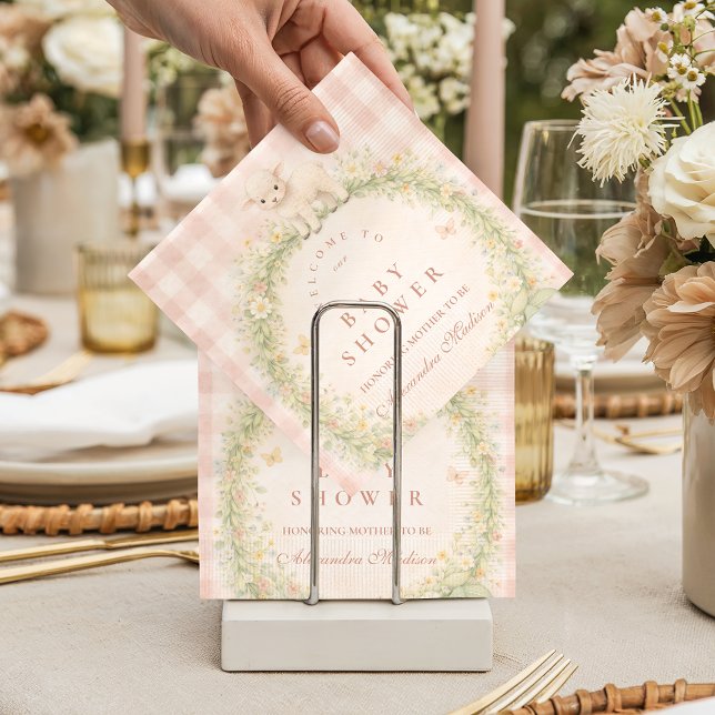 Vintage Lamb Floral Baby Shower Napkin (Creator Uploaded)