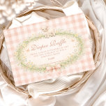 Vintage Lamb Floral Diapper Raffle Enclosure Card<br><div class="desc">A soft vintage baby shower design inspired by classic storybook illustrations. Gentle wildflowers form a delicate wreath around a sweet lamb, finished with a blush ribbon bow and a warm gingham background that adds a cozy nursery feel. The airy watercolor style and muted pastel palette create an elegant yet whimsical...</div>
