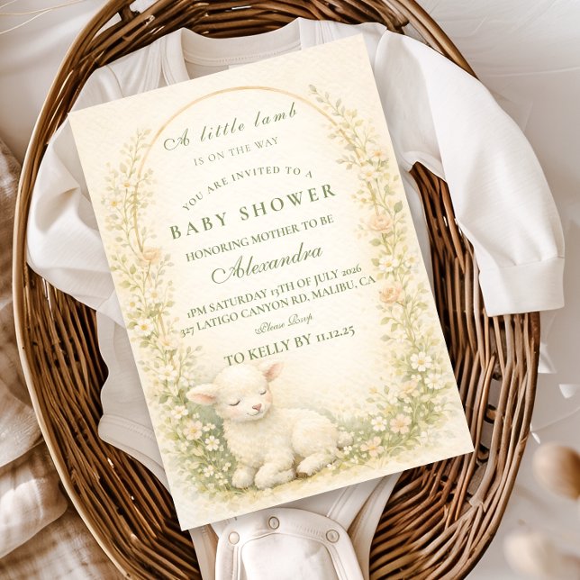 Vintage Lamb Meadow Arch Baby Shower Invitation (Creator Uploaded)