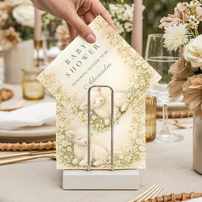 Vintage Lamb Meadow Arch Baby Shower Napkin (Creator Uploaded)