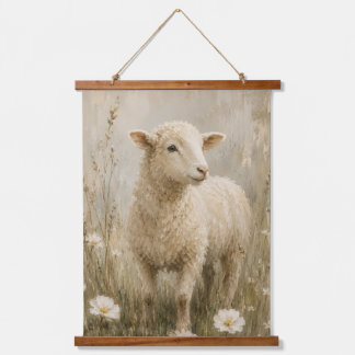 Vintage Lamb Wildflower Farmhouse Wall Hanging Tapestry