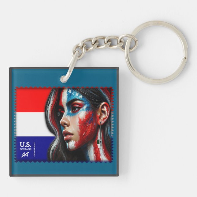Vintage L'Amerique - Hisp Acrylic Keychain (Back)