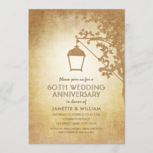 Vintage Lamp 60th Wedding Anniversary Rustic Fall Invitation