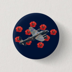 Vintage Lancaster Amongst Red Poppies 3 Cm Round Badge