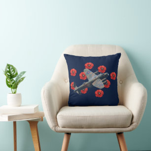 Vintage Lancaster Amongst Red Poppies Cushion