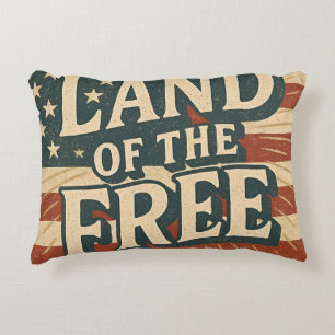 Vintage Land of the Free USA Independence Day  Decorative Cushion