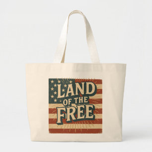 Vintage Land of the Free USA Independence Day  Large Tote Bag