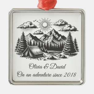 Vintage landscape drawing for wedding metal tree decoration