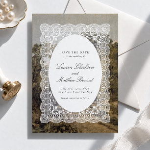 Vintage Landscape Lace Save the Date