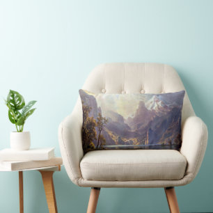 Vintage Landscape, Lake Tahoe by Albert Bierstadt Lumbar Cushion