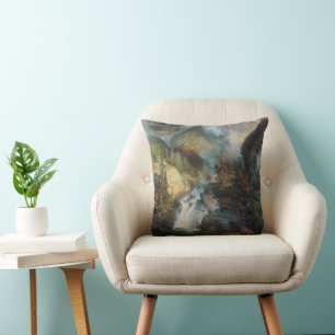 Vintage Landscape Waterfall in Mountains by Moran Cushion