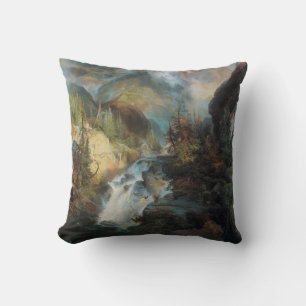 Vintage Landscape Waterfall in Mountains by Moran Cushion