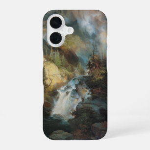 Vintage Landscape Waterfall in Mountains by Moran iPhone 16 Case