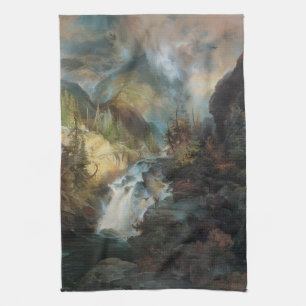 Vintage Landscape Waterfall in Mountains by Moran Tea Towel