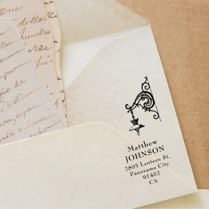 Vintage Lantern Custom Elegant Return Address Rubber Stamp